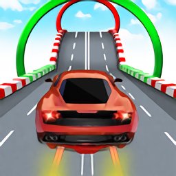 彩色汽车轨道特技赛游戏
